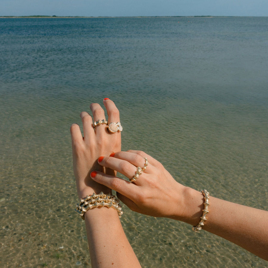 Large Beach Collage Ring, 14k