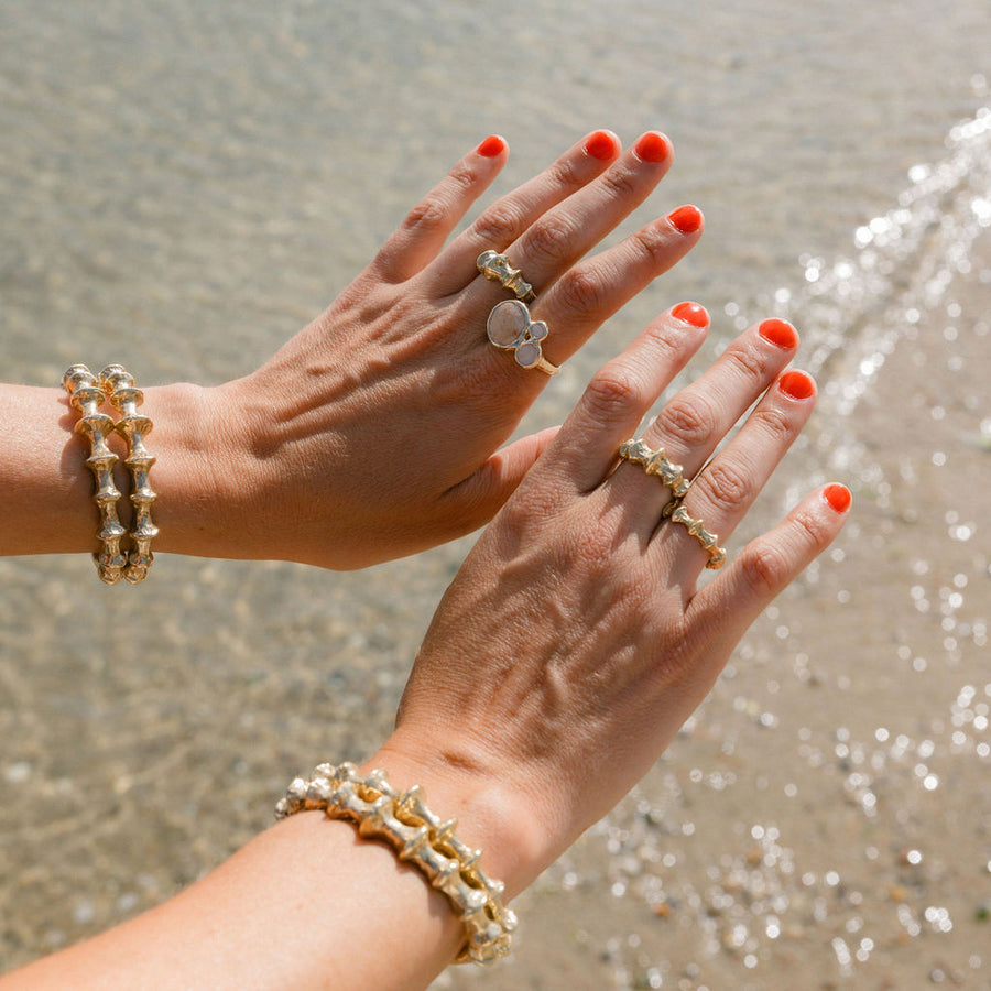 Large Beach Collage Ring, 14k