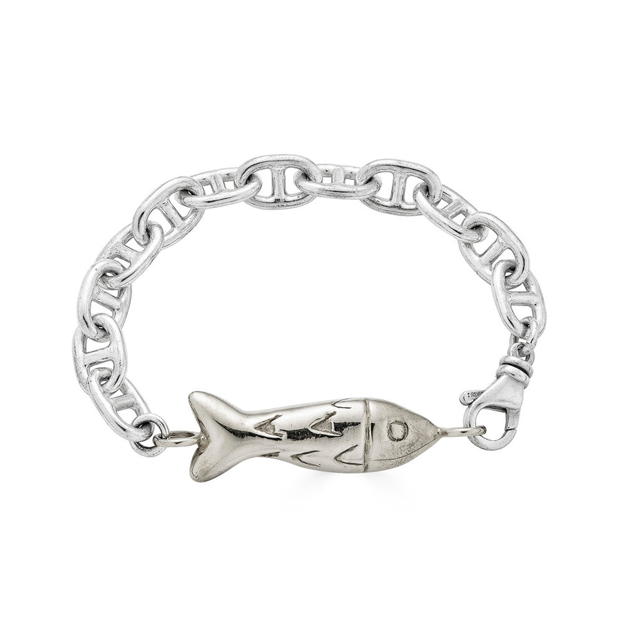 Fish Link Mariner Bracelet, Silver