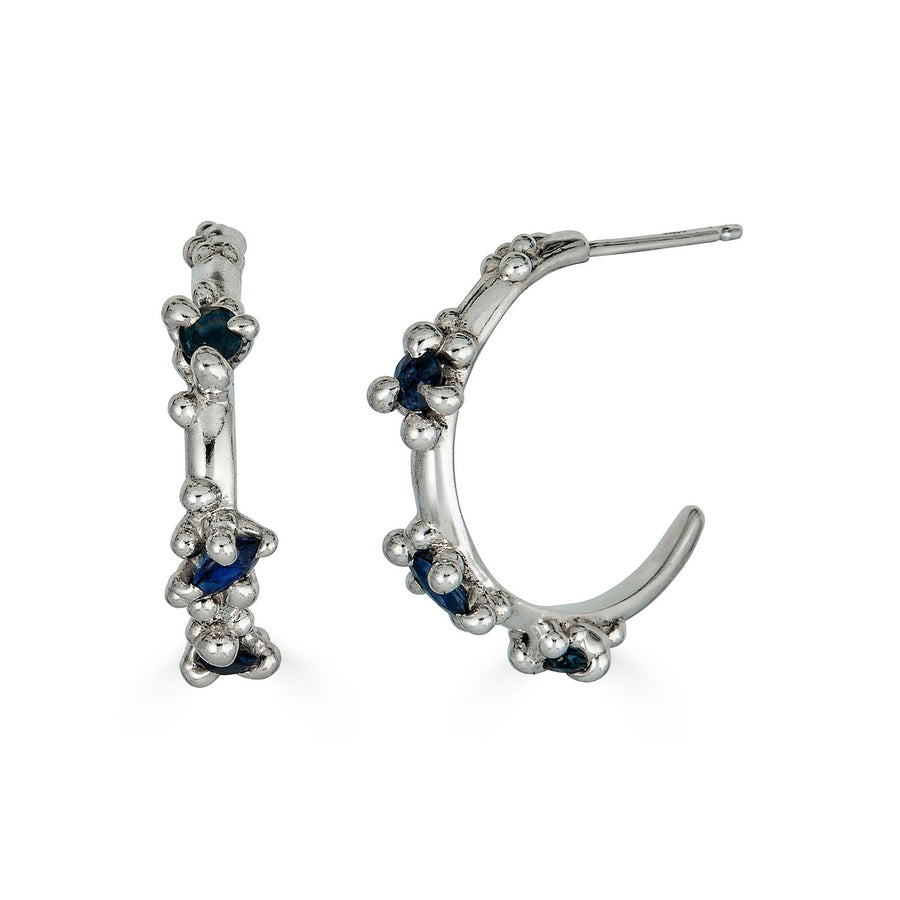 Sapphire Froth Hoops, Silver