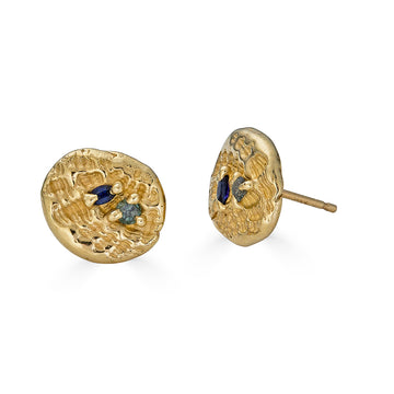 Sea Impression Studs, 14k