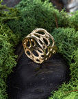 X Wide Morel Ring, 14k